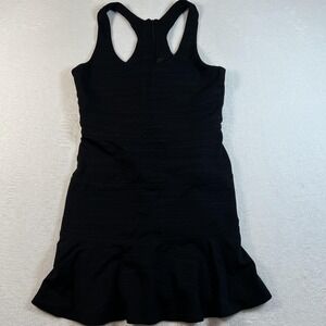 Heather‎ Dress Womens Medium Black Striped Bodycon Ruffle Mini Made In USA